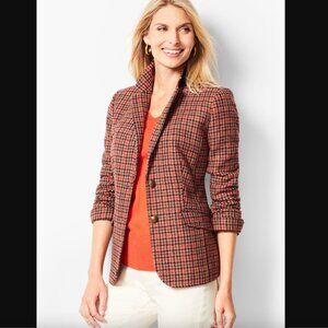 Talbots Sz 6P Shetland Wool Aberdeen Blazer Houndstooth Equestrian Academia EUC